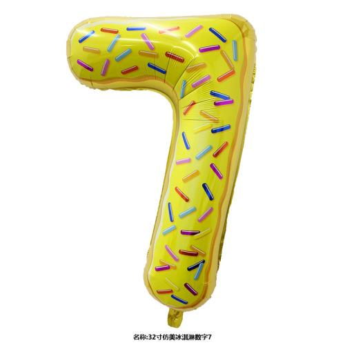 

Candy Donut Digital Balloon for Baby Birthday, Ice Cream, Big Number Decoration, Aluminum Film Crown Ballons, 32 32inch