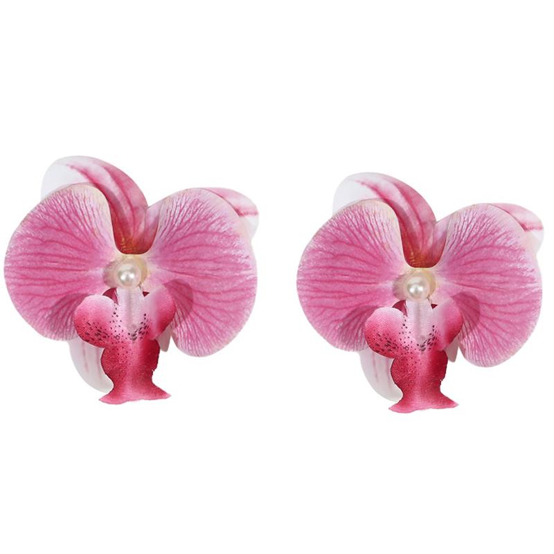 Hair Accessories 1/2pcs Flower Hair Clip Hair Ornament Pink Orchid Orchid Hairpin Side Barrettes Headdress Bohemia Barrettes NEW