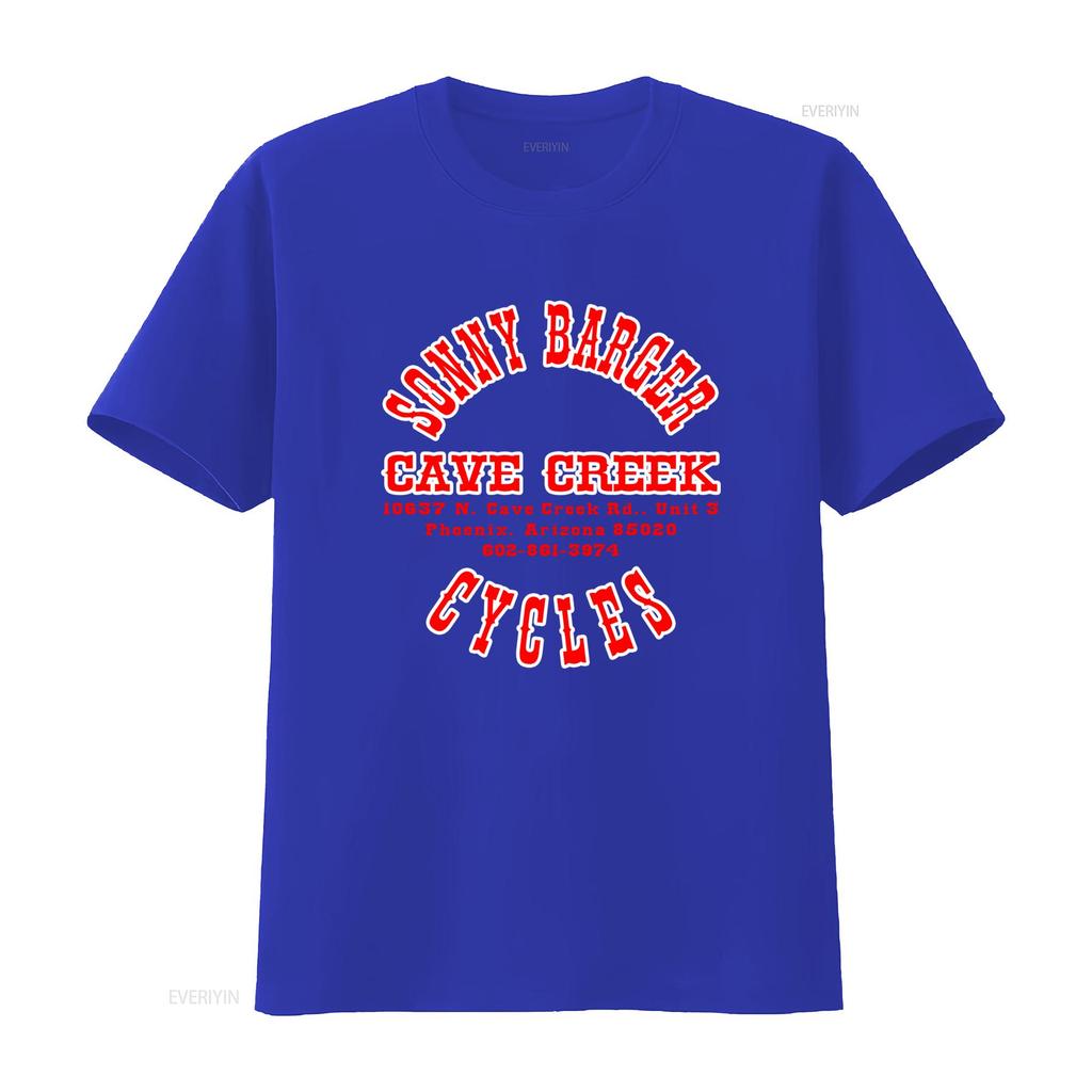 Sonny Barger Cycles Cave Creek Black Cotton T Shirt Funny Vintage Design For Men vintage Washed Stretched Slightly graphic
