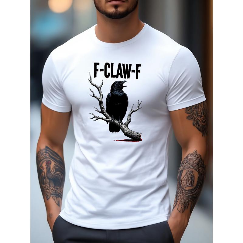 

Boys blow up the streets in the dark! Crow branches printed white T cool and handsome atmosphere directly filled. XXL білий
