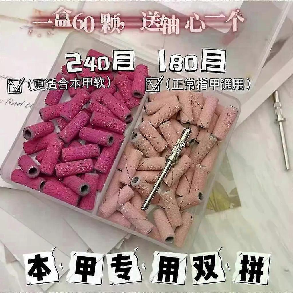 Pack of 60 Sanding Sleeves, Mini Grit Sanding Belts with 1 Pieces Nail Drill, Grit Sanding Caps Nail Cutter, Small Sanding Belts, Sanding Caps for Nai