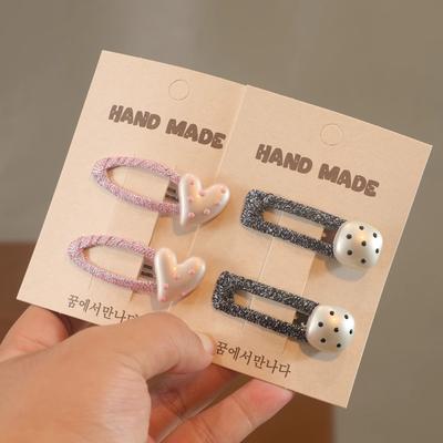 2 Stück Neue Kinderhaarnadel Schadet dem Haar Nicht BB-Clip Liebe Hochwertig Pony Seite Mädchen Haarnadel Niedlich Süßes Haaraccessoire
