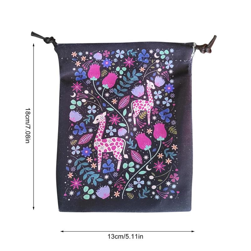 Velvet Tarot Card Storage Bag Rabbit Printing Mini Drawstring Bag Board Game Jewelry Dice Crystal Stones Pouch