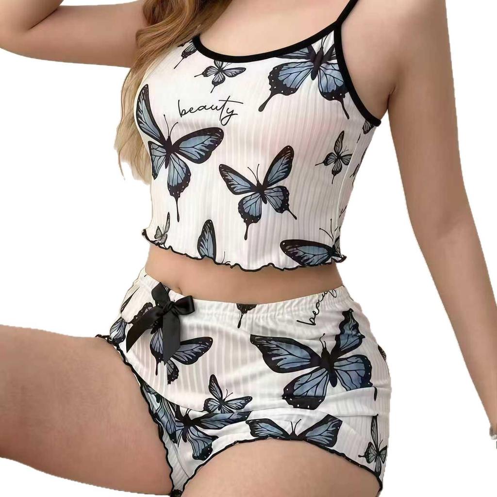 Butterfly Print Women's Camisole and Shorts Homewear Set