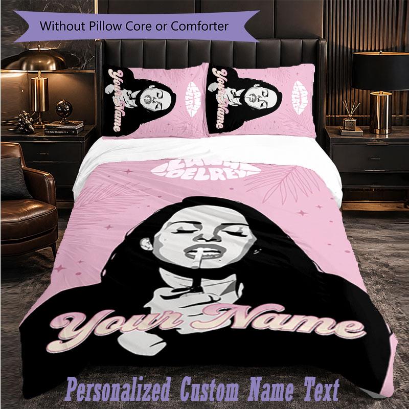 Personalized 3Pcs Bedding SetLana Del Rey Custom Text Duvet Cover Pillowcase Set Bedroom Gift