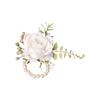 White Rose Boutonniere And Wrist Corsage Set European Rustic Silk Flower for Bride Bridesmaid Groom Groomsman Wedding Party Decor