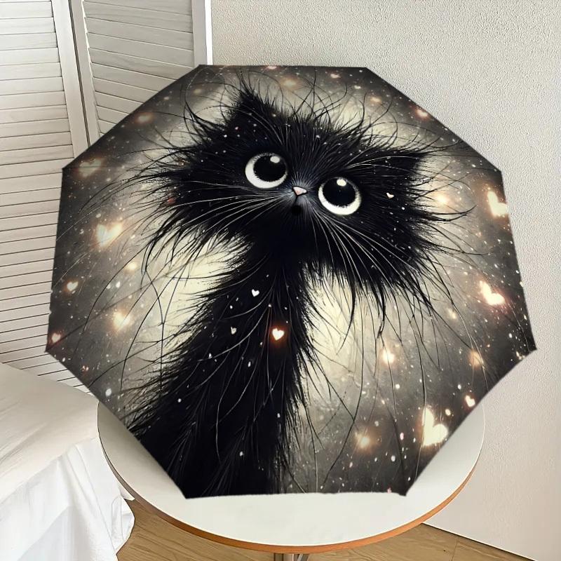 1PC cat heart Automatic Open/Close Umbrella with Windproof, 8-Rib Sturdy Canopy, Durable Ribs, Fashionable Design,1279a