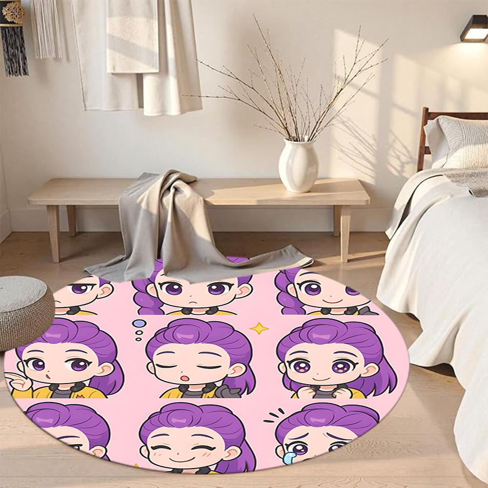 Huntrax Girls Round Area Rug Design for Bedrooms Game Room Dining Room Decorate Room Antislip Round Carpet Decorate Offices