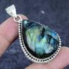 Natural Labradorite Gemstone 925 Sterling Silver Jewelry Pendant 2.21" O3J65