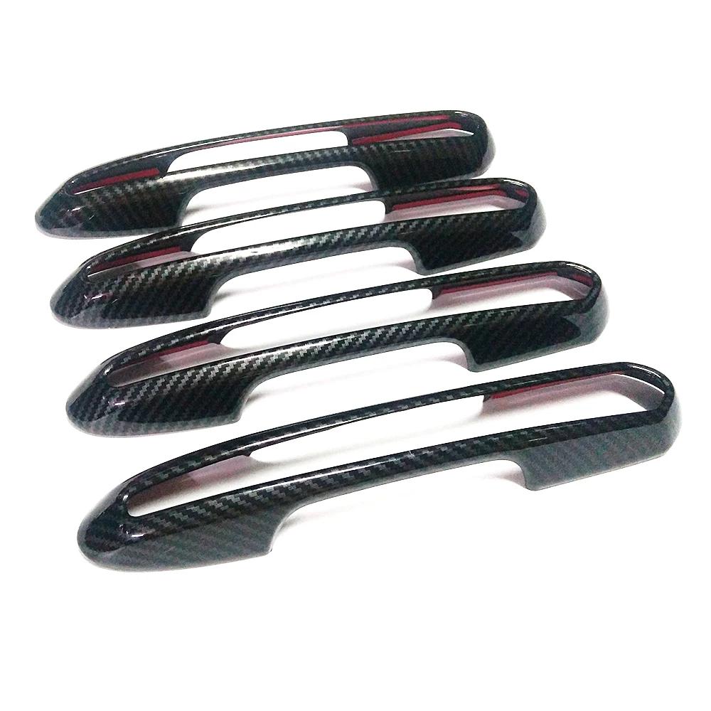 Carbon Fiber Printed For Toyota Rav4 RAV 4 2019-2024 Exterior Side Door Handle Cover Moulding Chrome Door Bowl Trim Frame Bezel