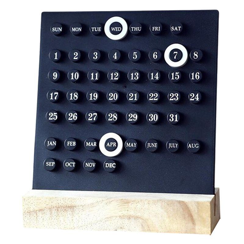 AEE2-Acrylic Wooden Base Handmade DIY Calendar Office Desktop Home Decoration Digital Small Ornaments