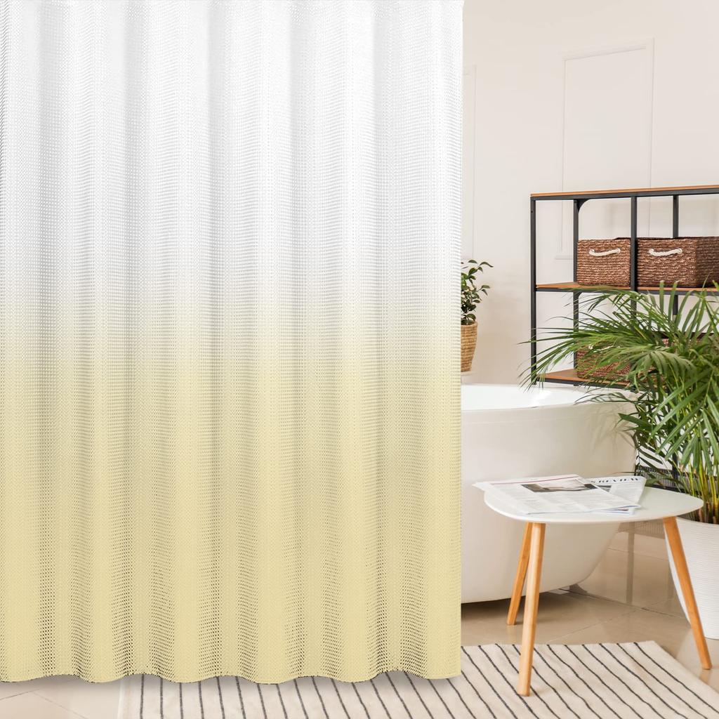 Ombre Beige Sage Shower Curtain, Lime Green Texture Fabric Gradient Bathroom Decor Waterproof Bathroom Curtains Set with Hooks