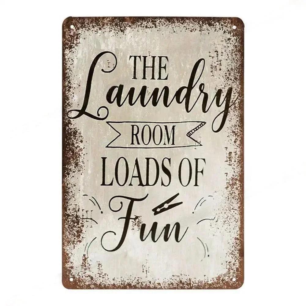 Vintage Fun Laundry Room Metal Tin Sign Plaque Black Cat Posters Decorative Plates For Home Laundry Room Bathroom Wall Decor