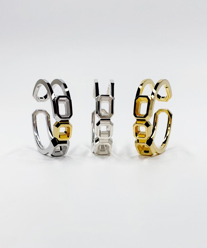 Kudos Interlocking Triple Octagon Ring