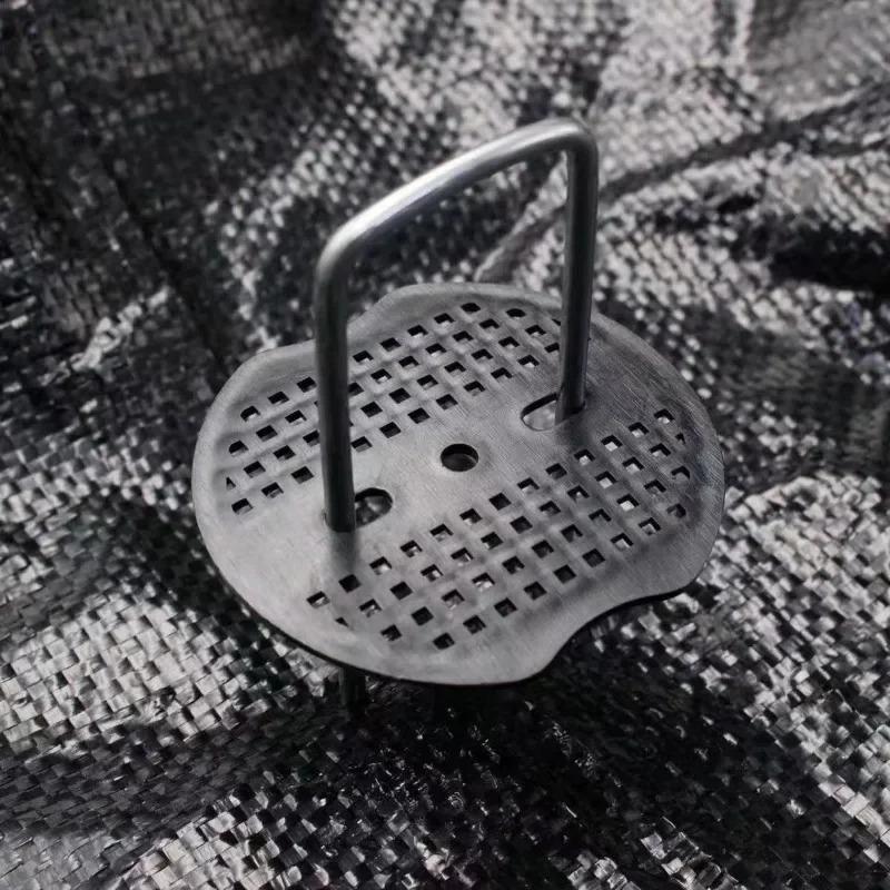 U-type Garden Staples with Pads Metal Fence Tubing Stakes Galvanized Landscape Spikes for Holding Lawns Barrier Ground Nails