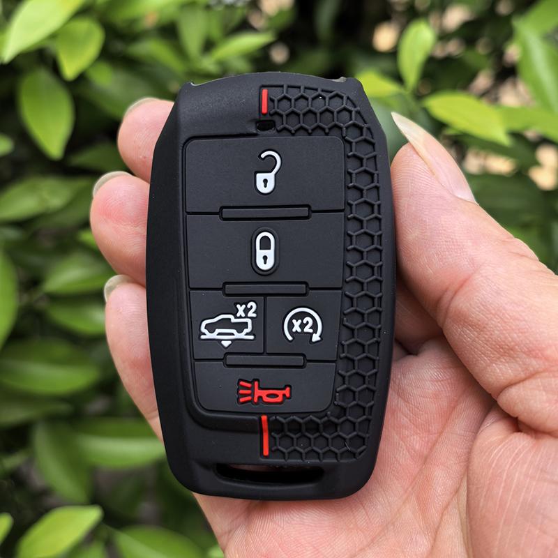 

5 Buttons Silicone Remote Key Case Keychain Shell Fob For Dodge Ram1500 Ram2500 Trx Ram 1500 Key Holder Cover Skin