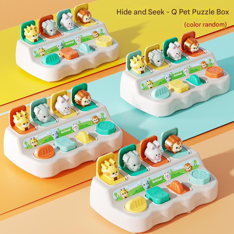 Montessori Animal Pop Up Toy for Toddlers Hide and Seek Learning Box Boost Logic Fine Motor Skills Cute PressPop Pets  Toddler разноцветный