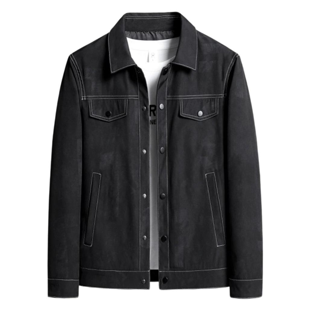 Men's Full Print Lapel Collar Jacket Vintage for Fall Winter Daily Wear