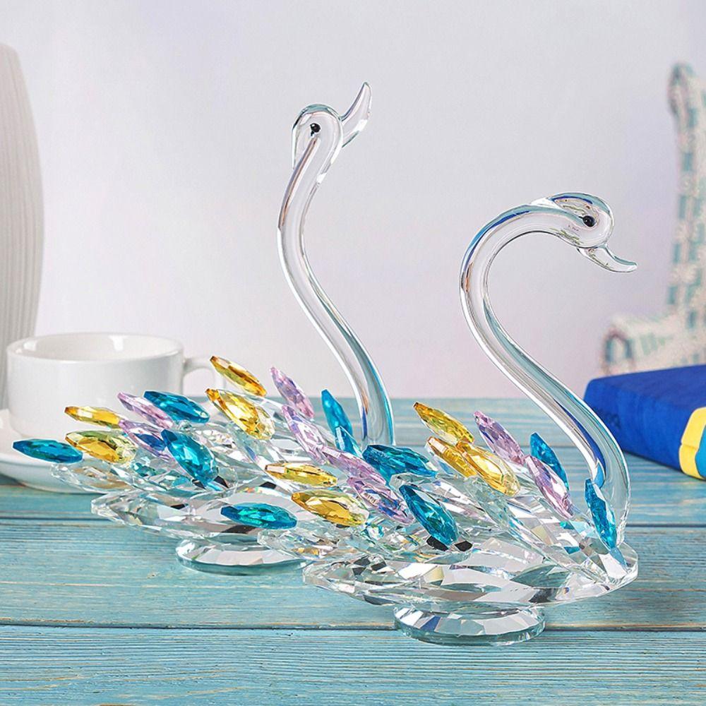 Creative Swan Statue Elegant Crystal Desktop Ornaments Crystal Swan Figurine  Home Decoration