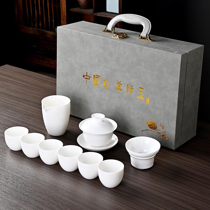 Mutton Fat Jade White Porcelain Tea Set