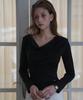 DEHEVE Drape Neck Long Sleeve [Black]