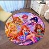 Custom Name Winx Club Printed Round Rug Carpet Chair Rug Area Rug Entryway Doormats,for Office Chair Living Room Bedroom Kitchen Room.