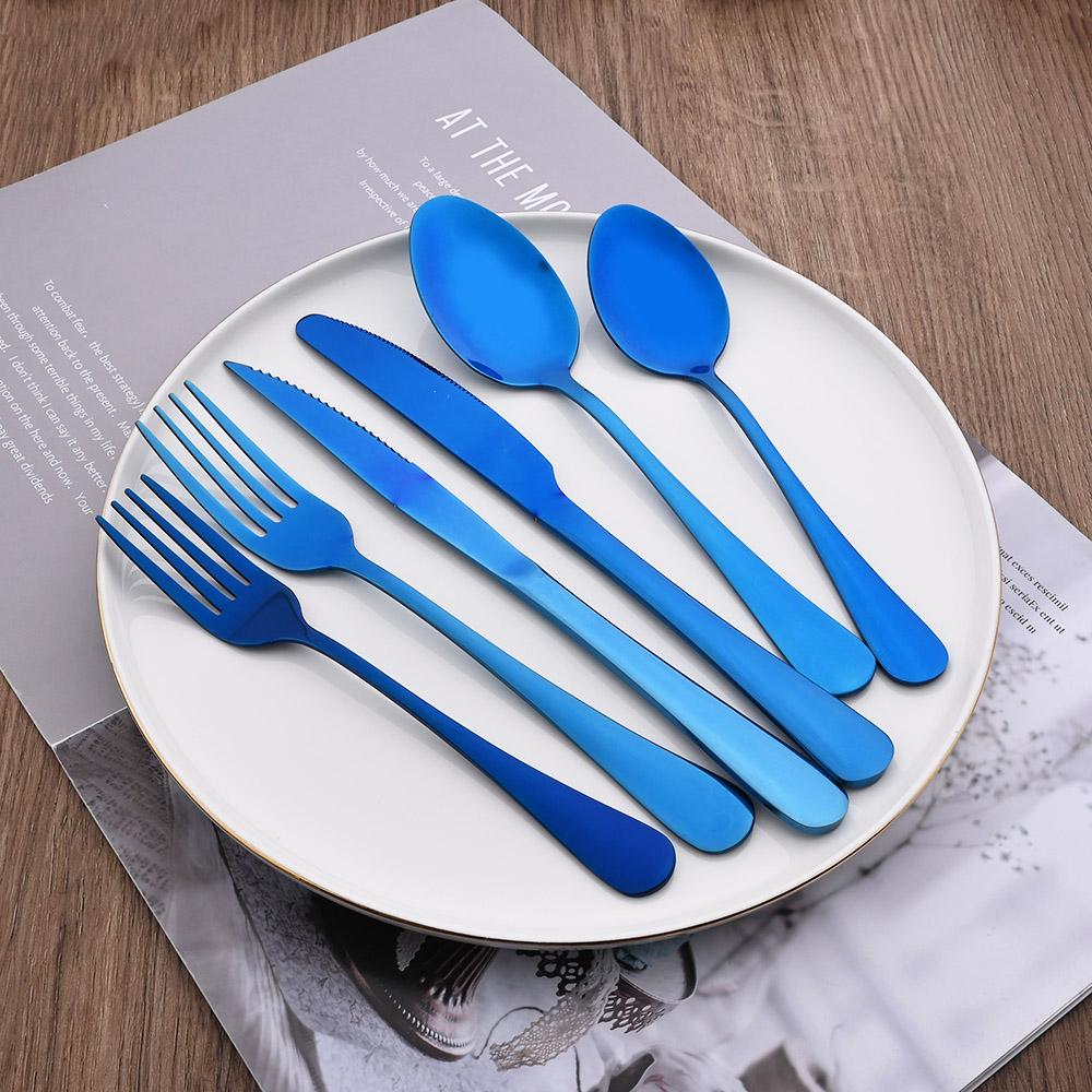 6-teiliges Western Black Geschirr-Besteck-Set Besteck-Set Edelstahl-Besteck Steakmesser Dessertgabel Löffel Geschirr-Set