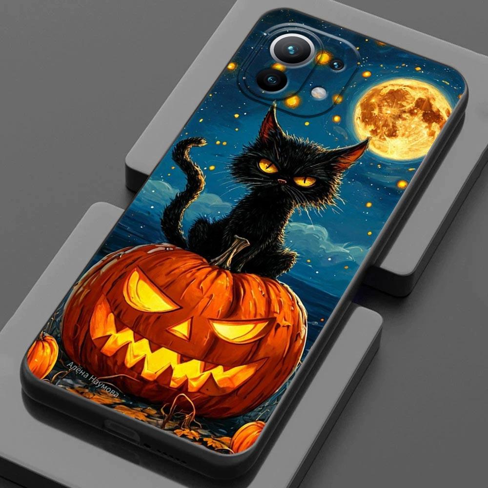 Happy Halloween Cat Pumpkin For Xiaomi 15 Ultra 11T 12T 13T 14T Pro Phone Case Mi POCO X7 M7 F7 Pro F5 F6 M6 X3 X5 X6 Back Cover