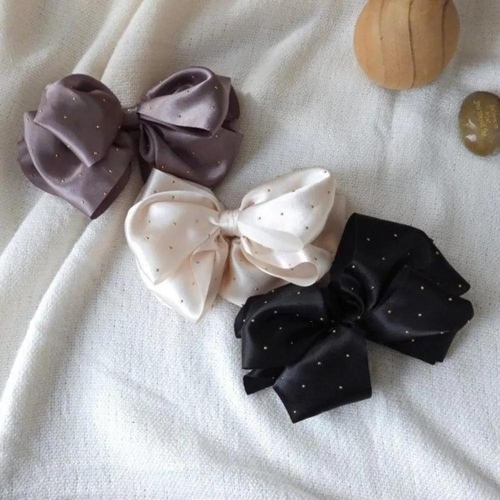 Girly Vibe Bling Studded Big Ribbon Hair Clip