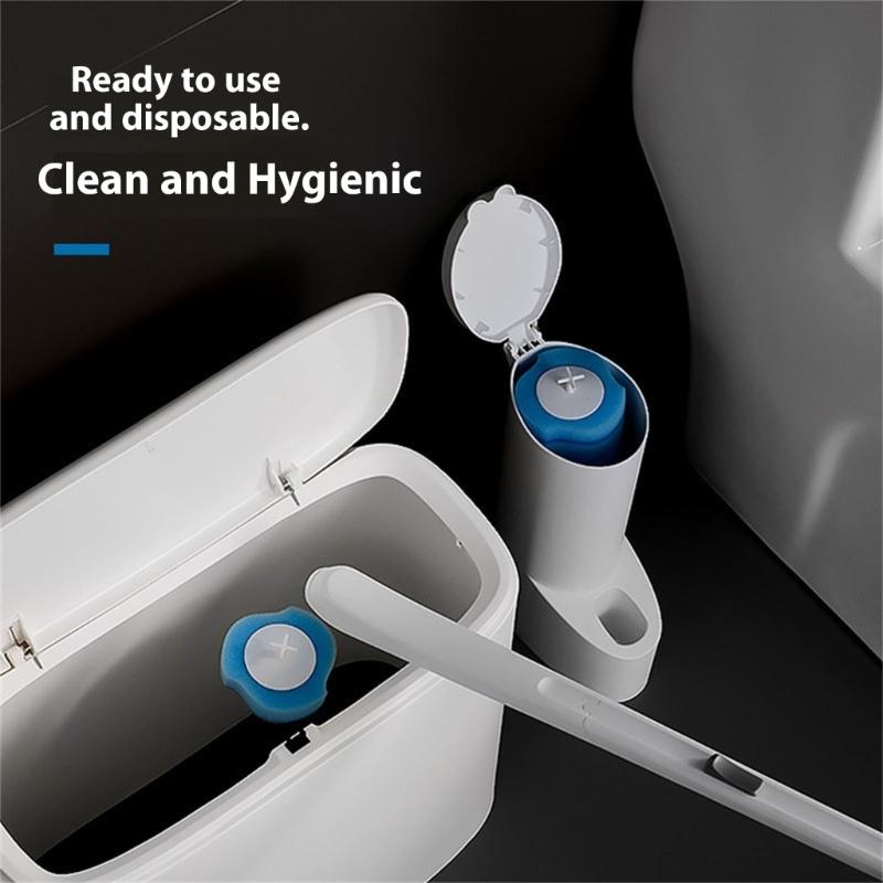Replaceable Head Toilet Brush With Holders Set 16 Refills Sponge Pads Toilet Bowl Cleaner For Bathroom Cleaning Supplies