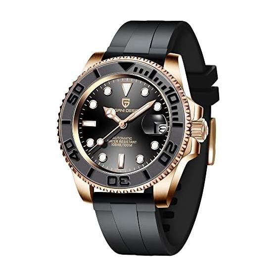 PAGANI DESIGN Men's Watch Made in Japan SEIKO Movement NH35 Yacht Master Diver's Automatic Mechanical Case with Waterproof Ceramic Bezel Business