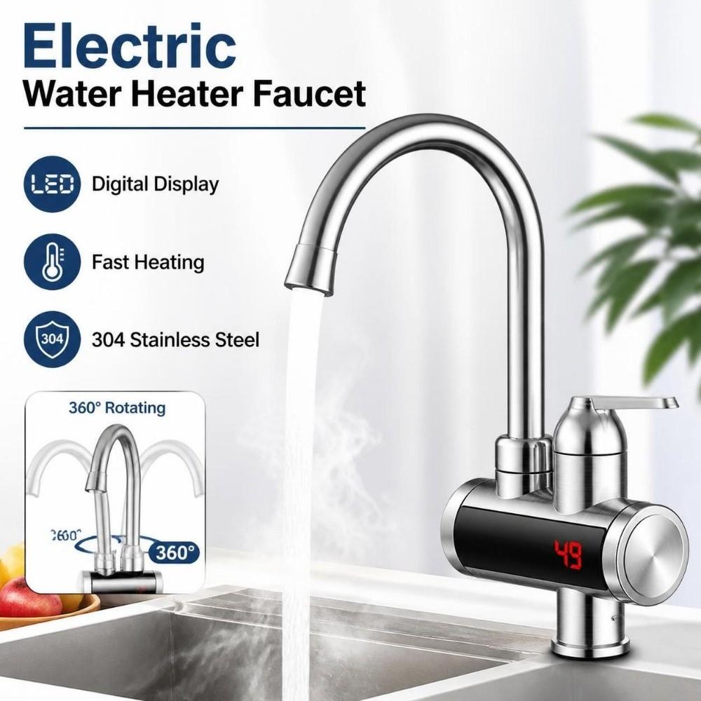 360° Rotating Instant Water Heater Faucet Digital Display Electric Hot Water Faucet Kitchen