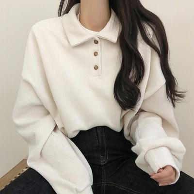 T-Shirt Polo décontracté pour femme, pull-over à la mode, chemisier Simple Style Preppy pour étudiante, ample et doux, printemps été automne 2023