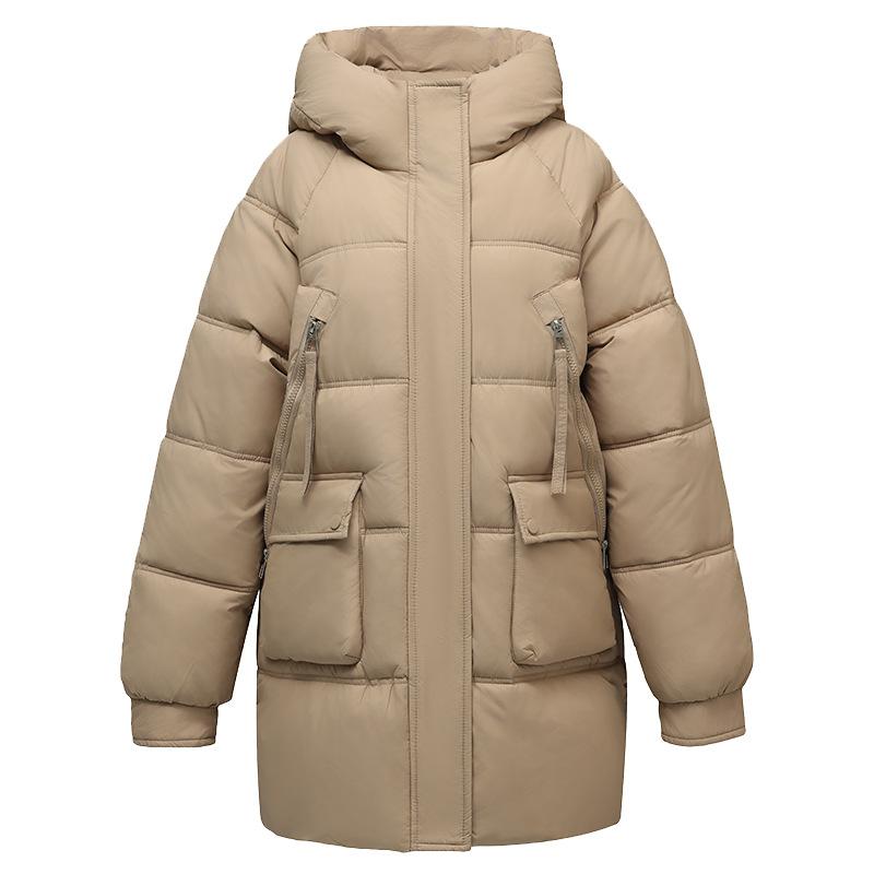 Down cotton jacket women's 2025 winter new cotton suit, Korean version mid-length thickened hooded bread padded jacket women's loose