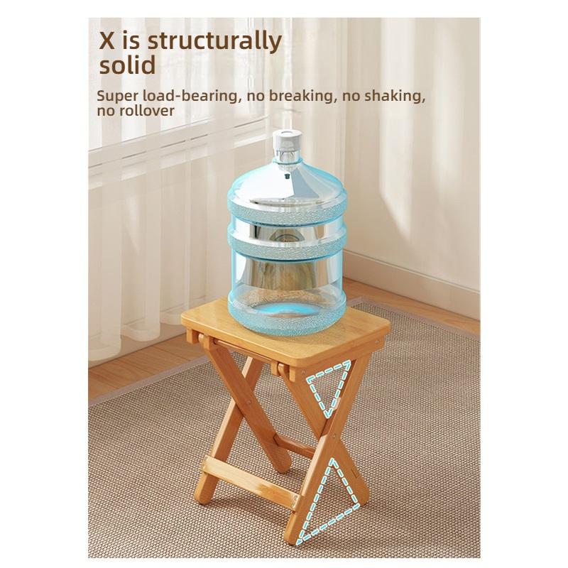 Household Foldable Horse Stool, Solid Wood Wear-resistant Low Stool, Comfortable Sitting Bench for Indoor Use