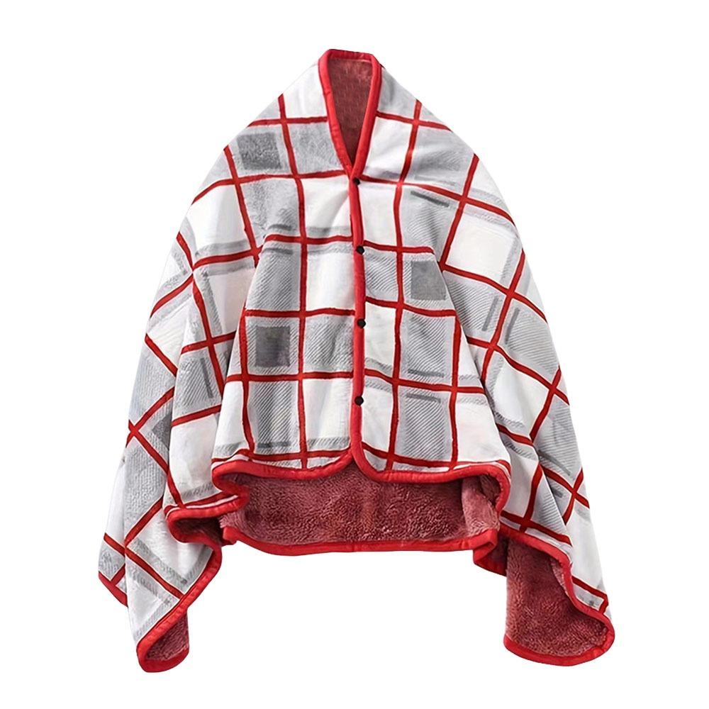 

Keep Warm Multi-function Shawl Blanket Winter Lazy Casual Office Blanket for Women and Office Use 80x135cm-Red1