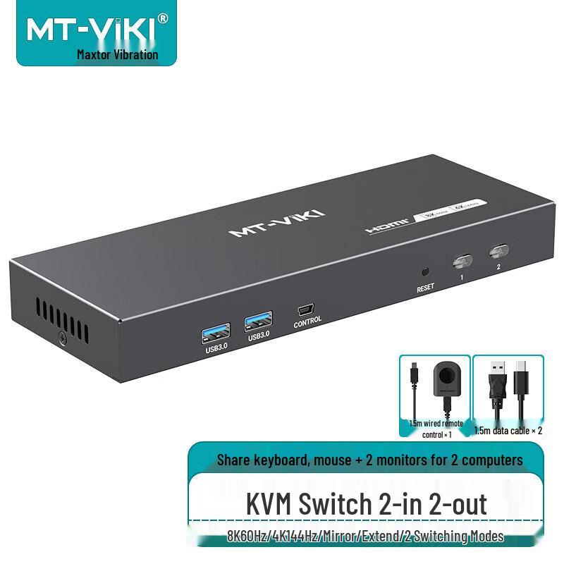 MT-Viki 2-Port Dual Monitor 8K/4K144Hz HDMI KVM Switch