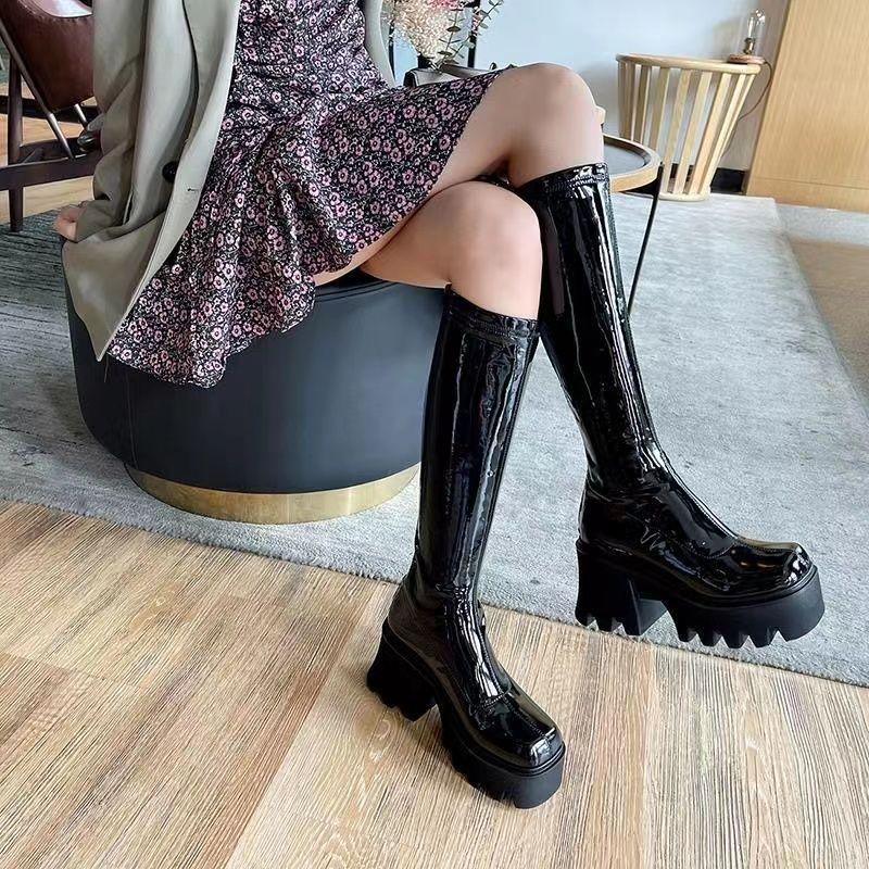 Douyin recommends ZA elastic thin boots soft leather high boots thick-soled long boots small boots women's over-the-knee thin leg boots