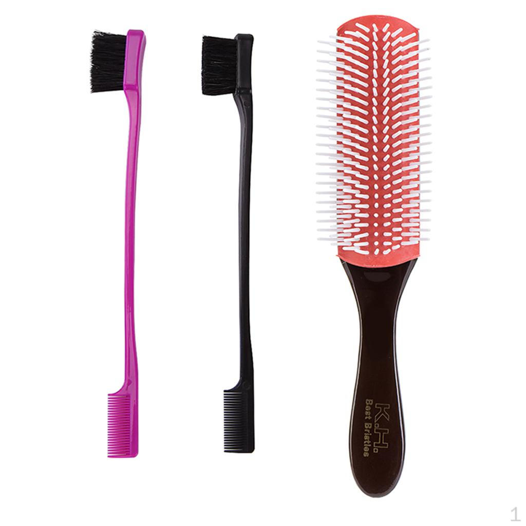 Hair Styling Brush Detangle With Sided Edge Control Comb