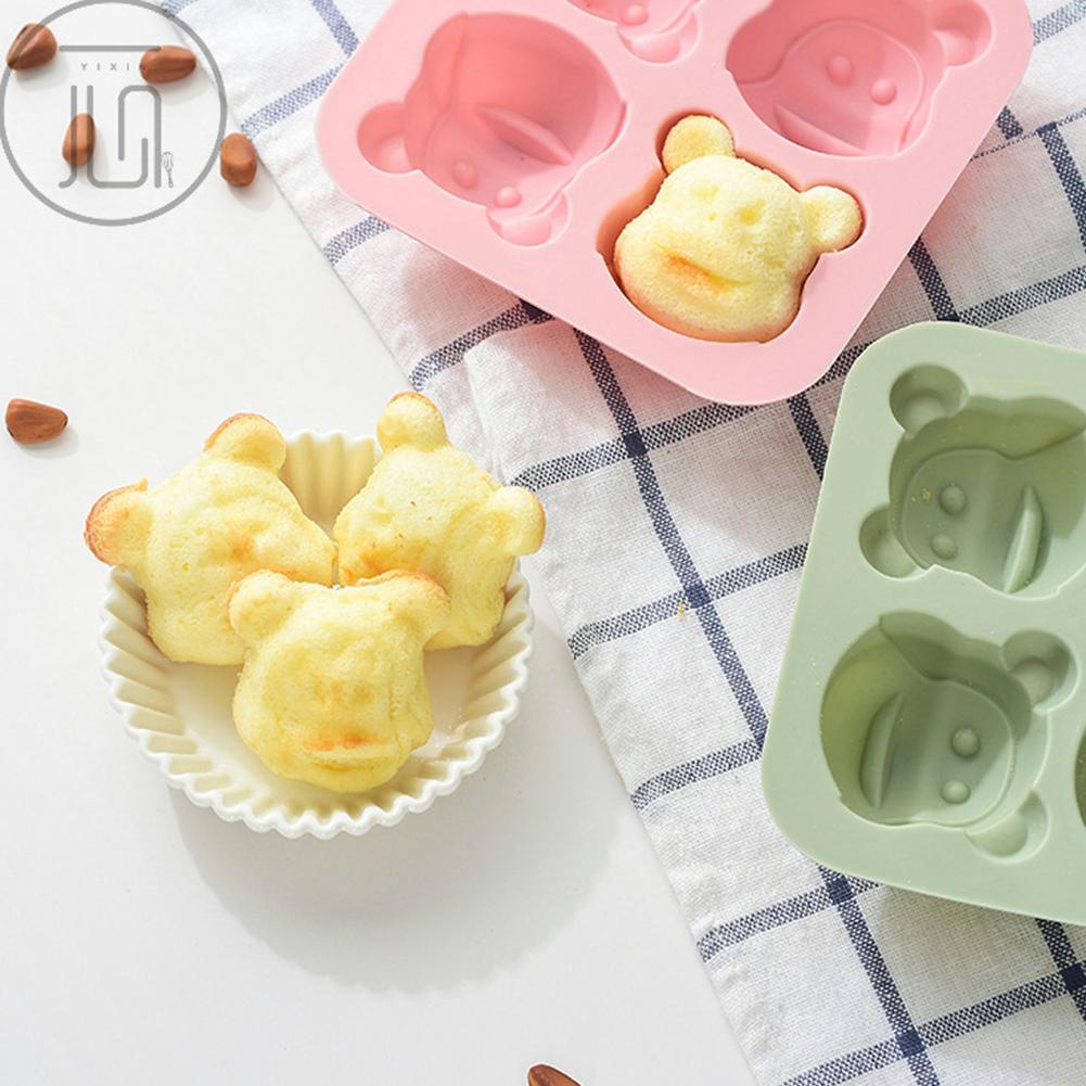4-in-1 Silicone Baking Mold Cartoon Monkey Shape for Cake Rice Sponge Baking