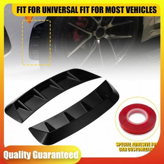 2X Glossy Black Side Fender Air Vent Wing Cover Trim Car Accessories Universal