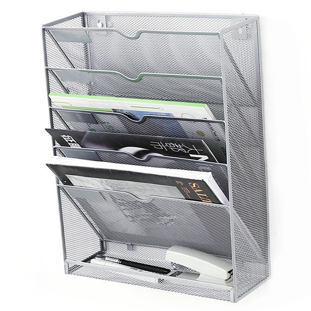 5-stufiger Wand-Aktenorganizer Vertikale Anordnung Glänzende Kanten Wandmontage Aktenhalter mit Aufhängeloch