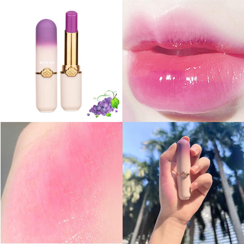 SELINE GIRL Traubenfarbe farbwechselnder Gelee-Lippenbalsam, Lippenstift feuchtigkeitsspendend und pflegend, nicht leicht zu verblassen, Lippenfarbe temperaturwechselnder Lippenstift