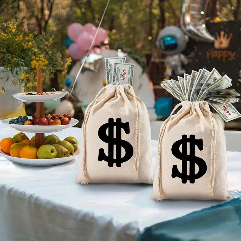 5 sacchetti di tela con simbolo del dollaro - perfetti per San Valentino, Capodanno, Pasqua, Cosplay e bomboniere, costumi, oggetti di scena