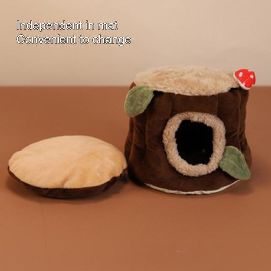 Yousheng Hamster Nest Lovely Appearance Stump Design Flannel Comfortable Squirrel Bed Hammock for Small Animals