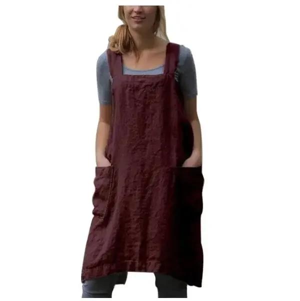 Japanese Style Apron Home Solid Color Cross Bandage X-shaped Back Kitchen Cooking Clothes WF928