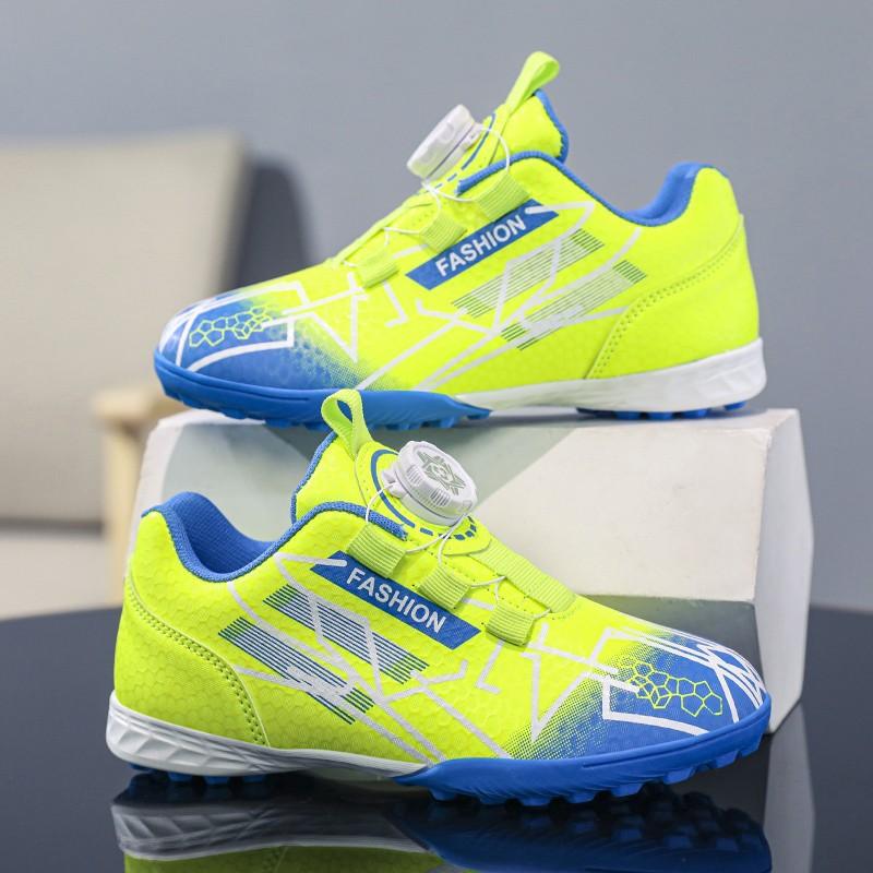 Cheap new children's football shoes Non-slip and breathable rotating buckle Lace-free TF broken nail youth football shoes