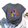 Dog Paw Pattern Cotton T-Shirt Short Sleeve Round Neck Women 2d Print Tops
