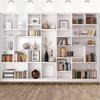 The multifunctional white bookshelf and office background are very suitable for video conferencing and home decoration