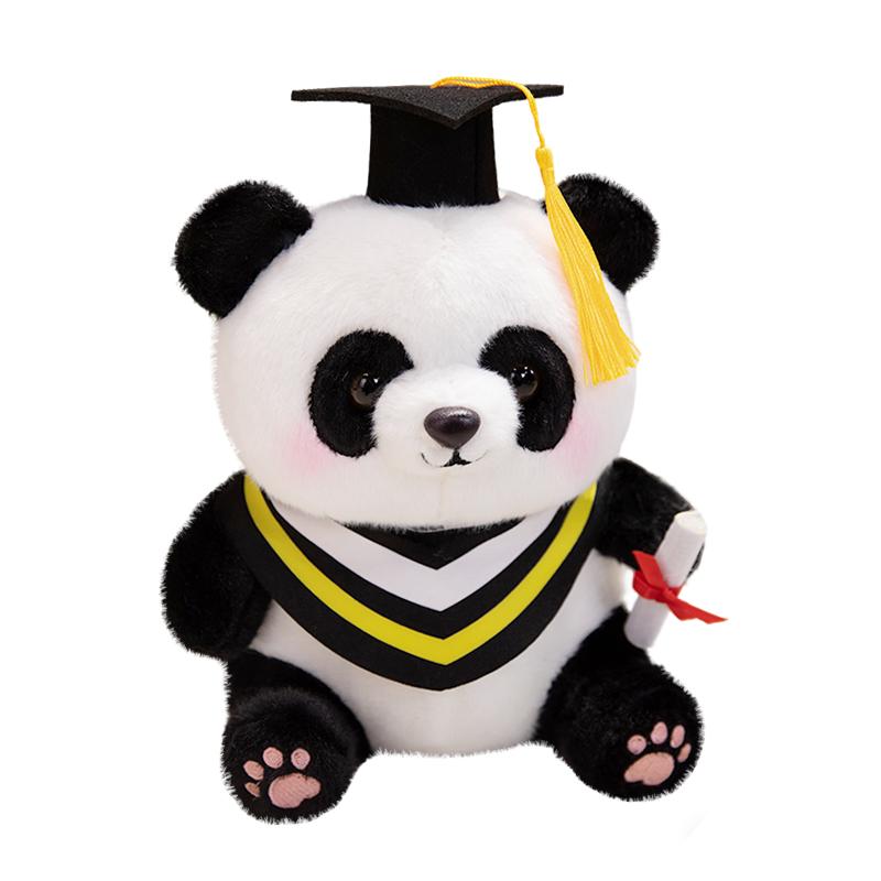 Tocco da Laurea Panda Peluche Giocattolo Peluche Seduto Animale Cartone Animato Università Collage Dottore Mascotte Souvenir Regalo